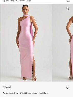 Oh Polly Dress Sheril
Asymmetric Scarf-Detail Maxi Dress in soft pink